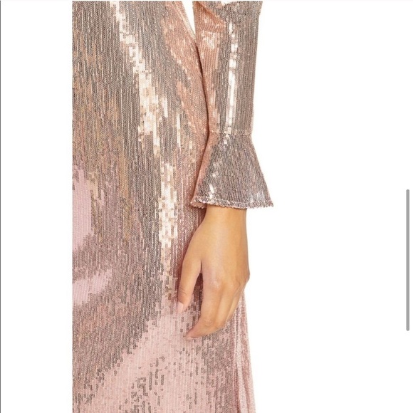 RACHEL PARCELL Sequin Long Sleeve Dress Pink Ombre - Picture 8 of 10